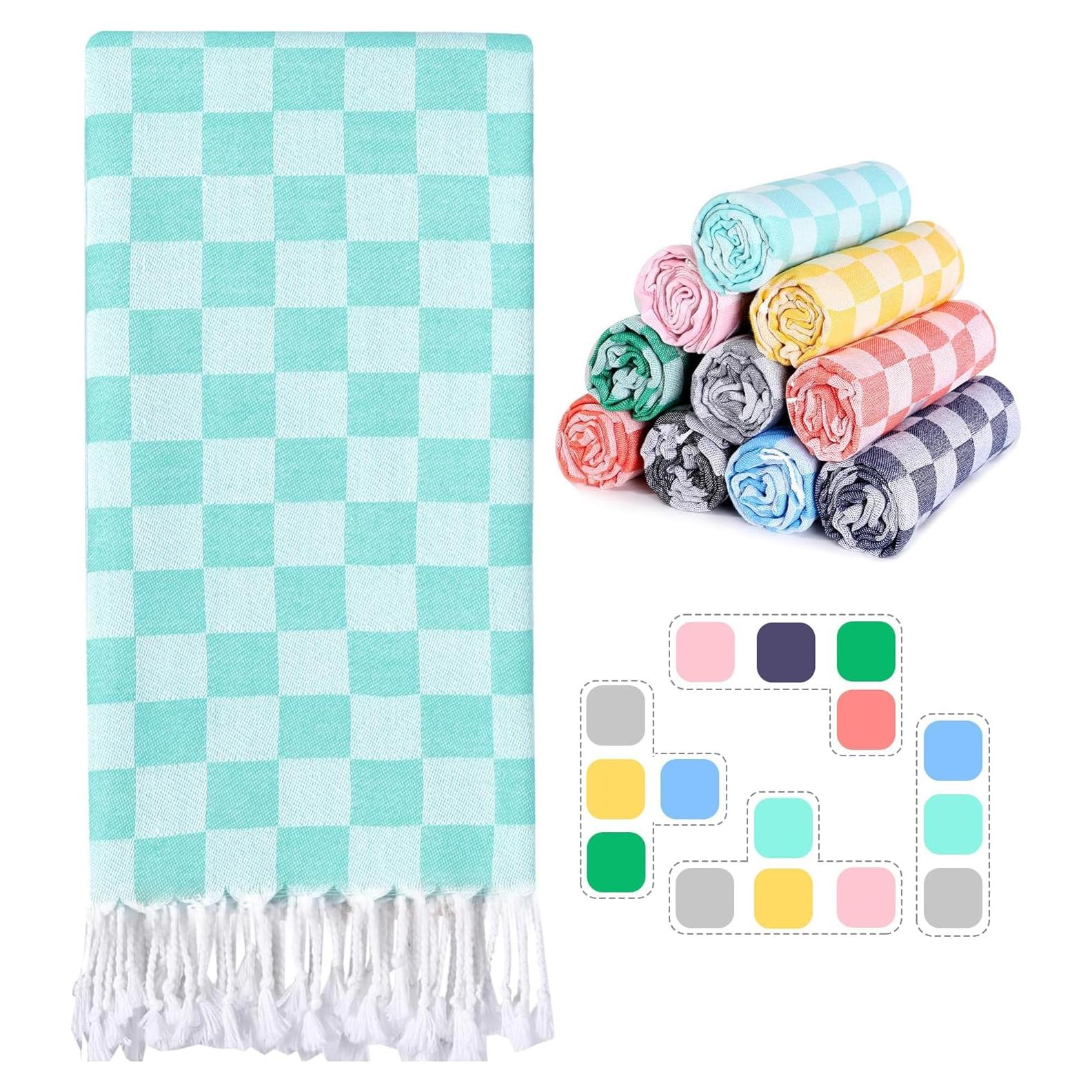 Toalla de Playa Antfuny GZ-1-03 Cuadros Aqua 182x91 cm