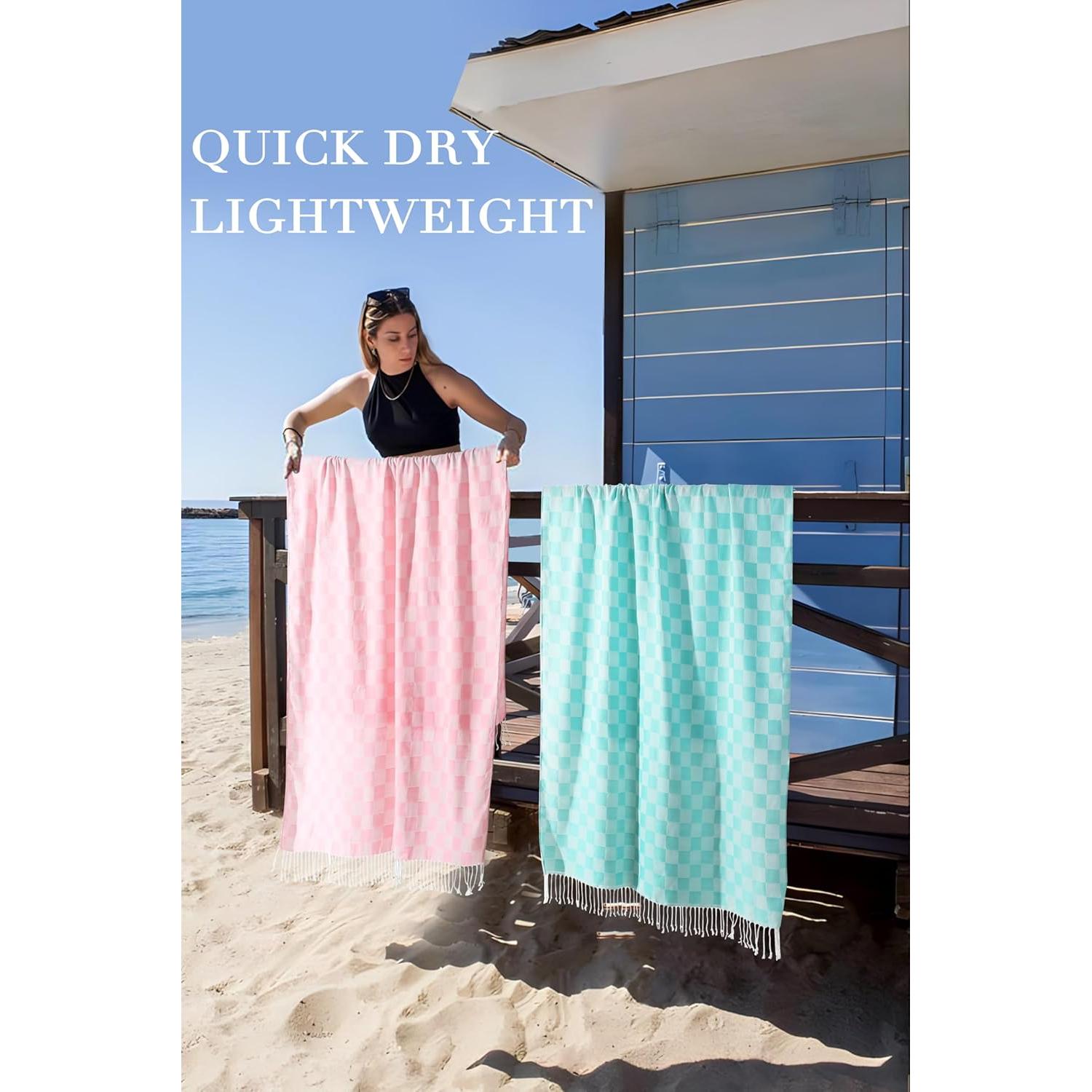 Toalla de Playa Antfuny GZ-1-03 Cuadros Aqua 182x91 cm