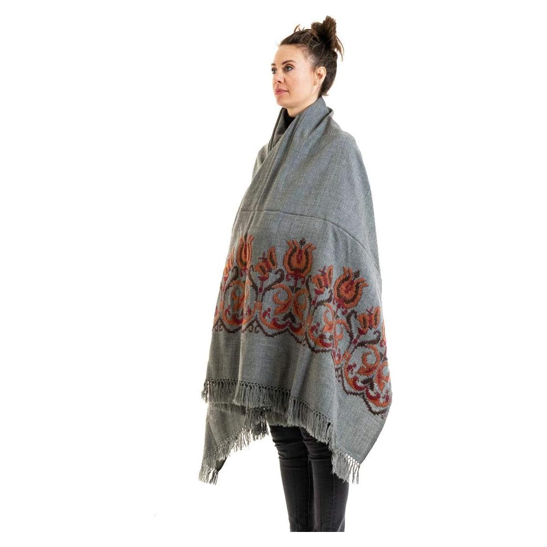 Chal de Meditación Om Shanti Crafts Gris 213x107 cm Lana