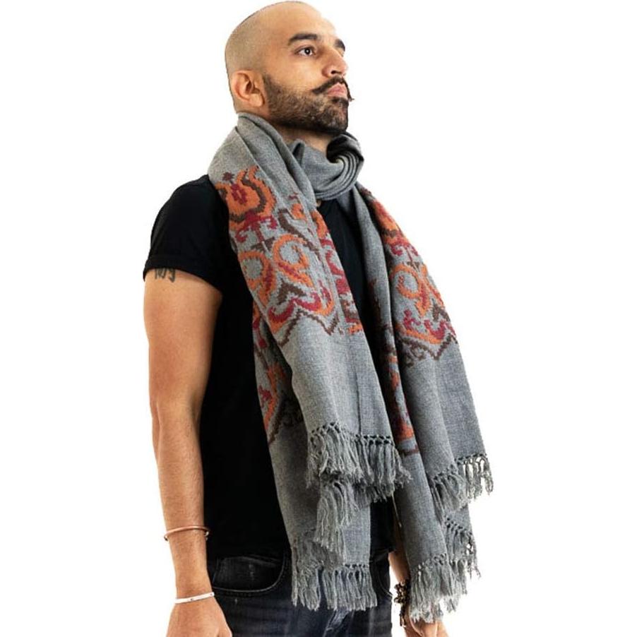 Chal de Meditación Om Shanti Crafts Gris 213x107 cm Lana