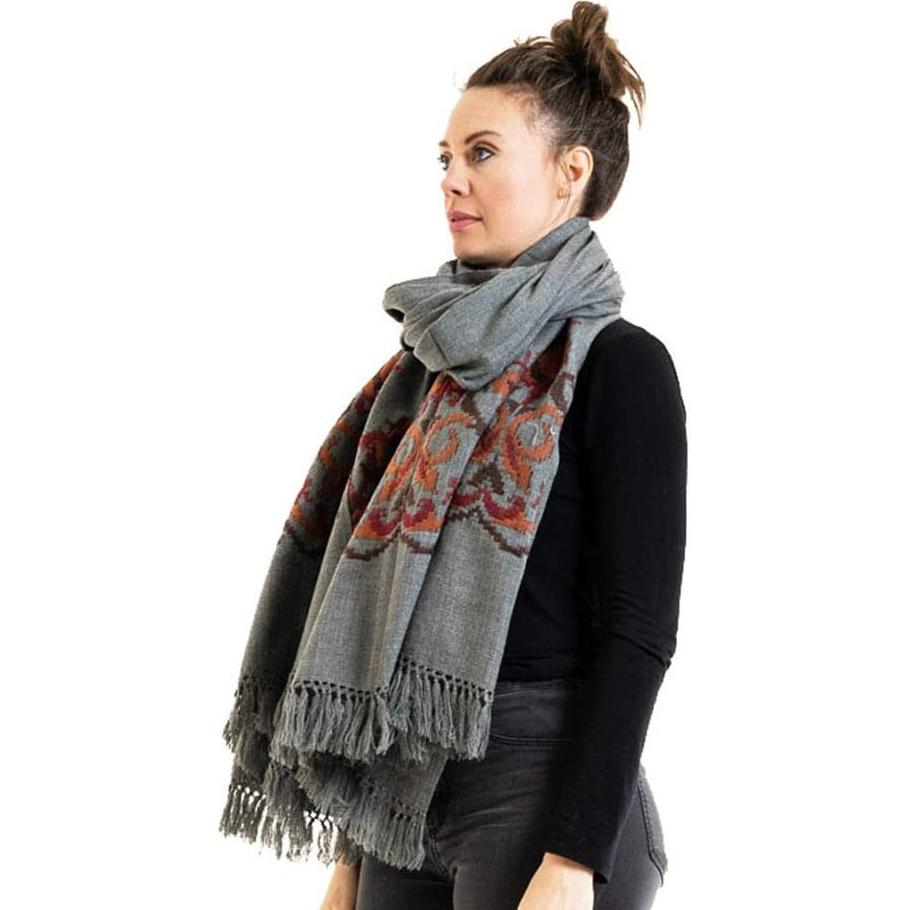 Chal de Meditación Om Shanti Crafts Gris 213x107 cm Lana