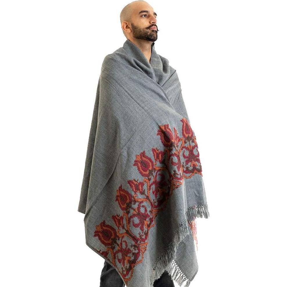 Chal de Meditación Om Shanti Crafts Gris 213x107 cm Lana