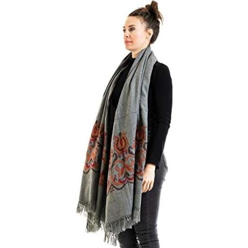 Chal de Meditación Om Shanti Crafts Gris 213x107 cm Lana