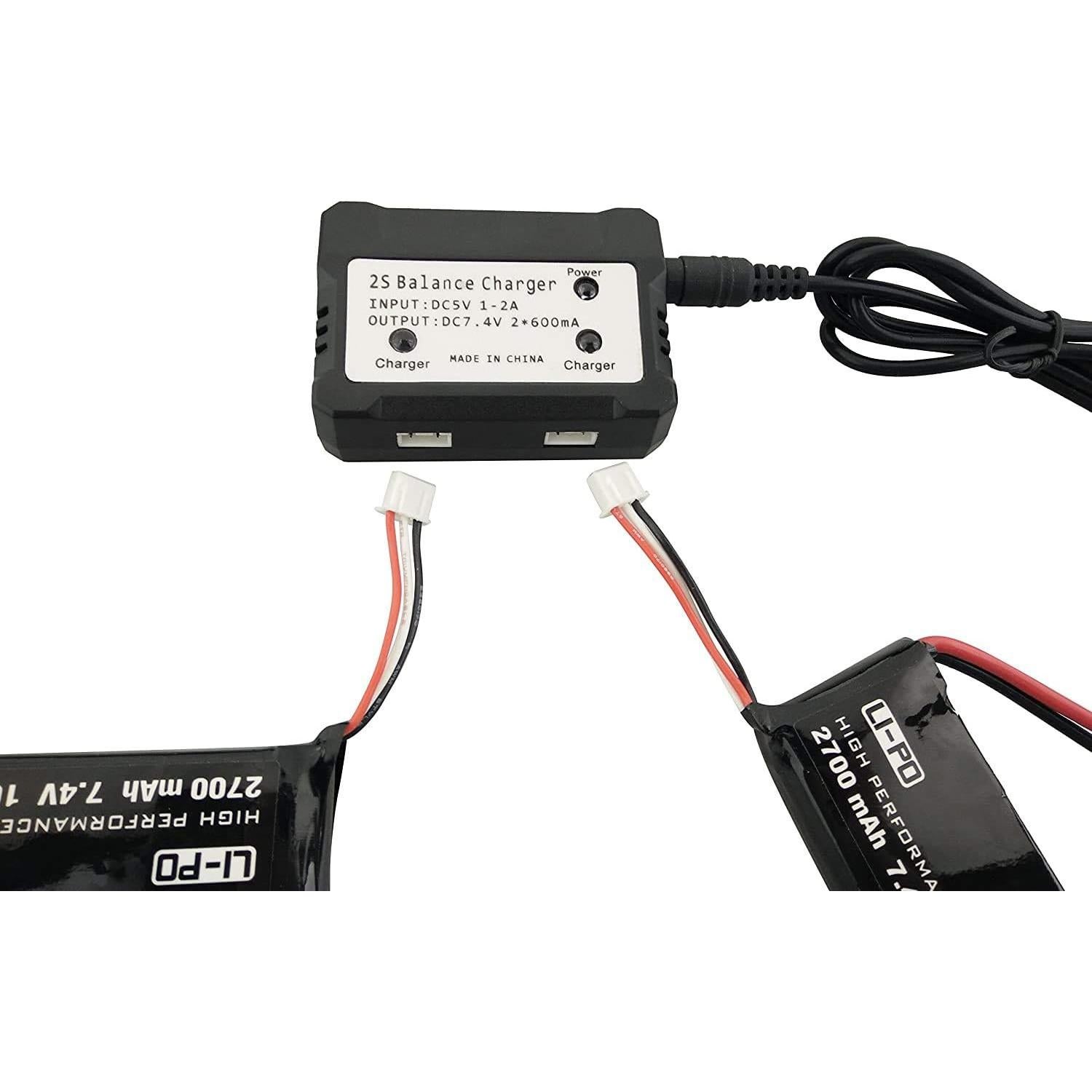 2 Baterías 7.4V 2700mAh Litio + Cargador 2 en 1 Hubsan