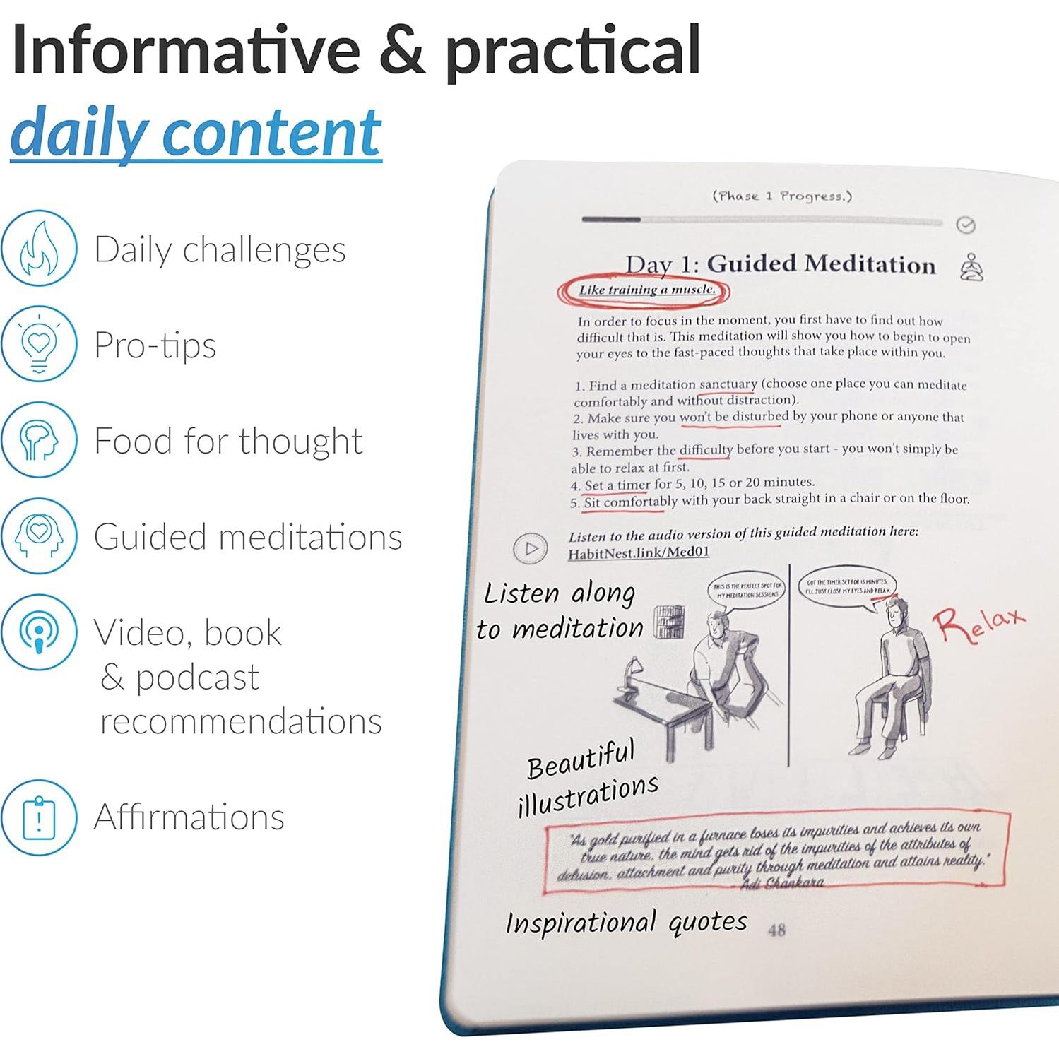Diario de Meditación Habit Nest - Guía para Principiantes