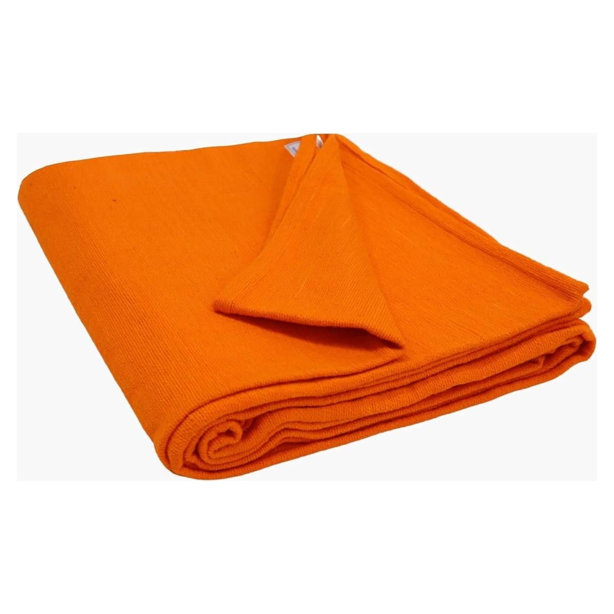 Yogikuti Iyengar Cotton Yoga Blanket Set of One – Thick Handwoven Yoga Blankets for Restorative Yoga, Meditation & Pranayama – Premium Cotton Yoga Blanket for Support & Comfort in Pranayama (Orange)