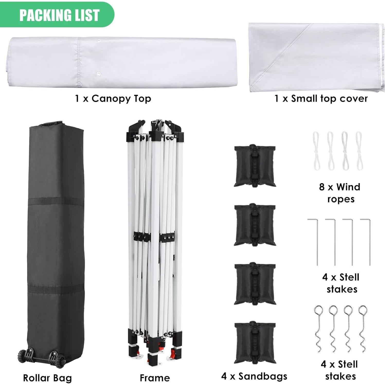 Carpa Plegable MAMIZO 12x12 ft Blanca Instantánea 13.4 m²