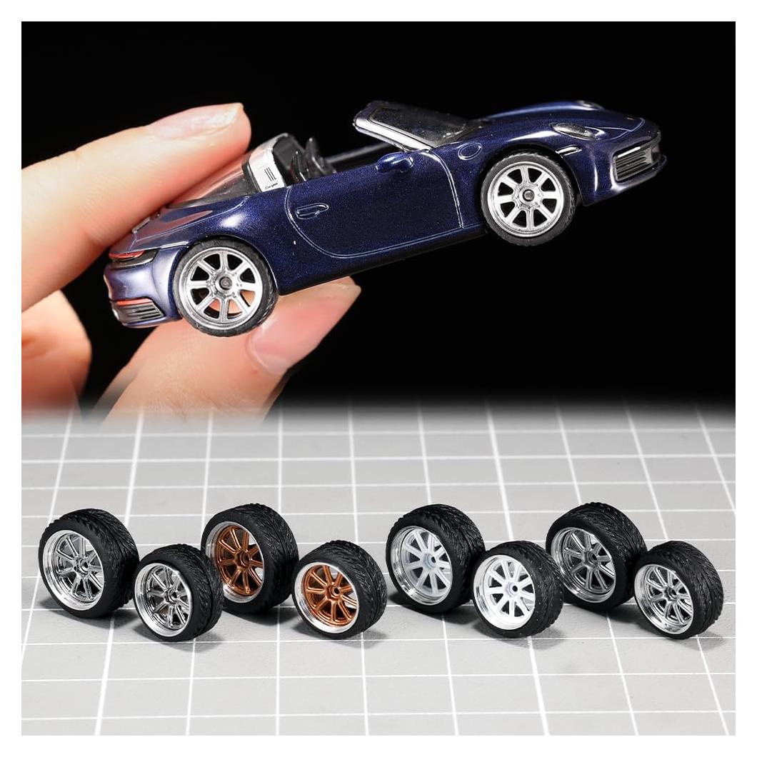 Ruedas para Modelos 1/64 WAVEIST HWP - 4 Juegos, ABS y Caucho