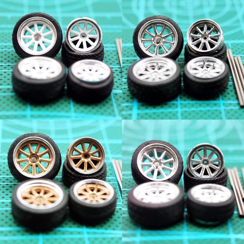 Ruedas para Modelos 1/64 WAVEIST HWP - 4 Juegos, ABS y Caucho