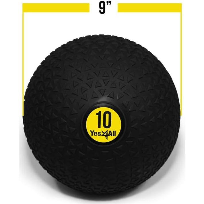 Bola Slam Yes4All 10lbs (4.54kg) PVC Antideslizante Negra