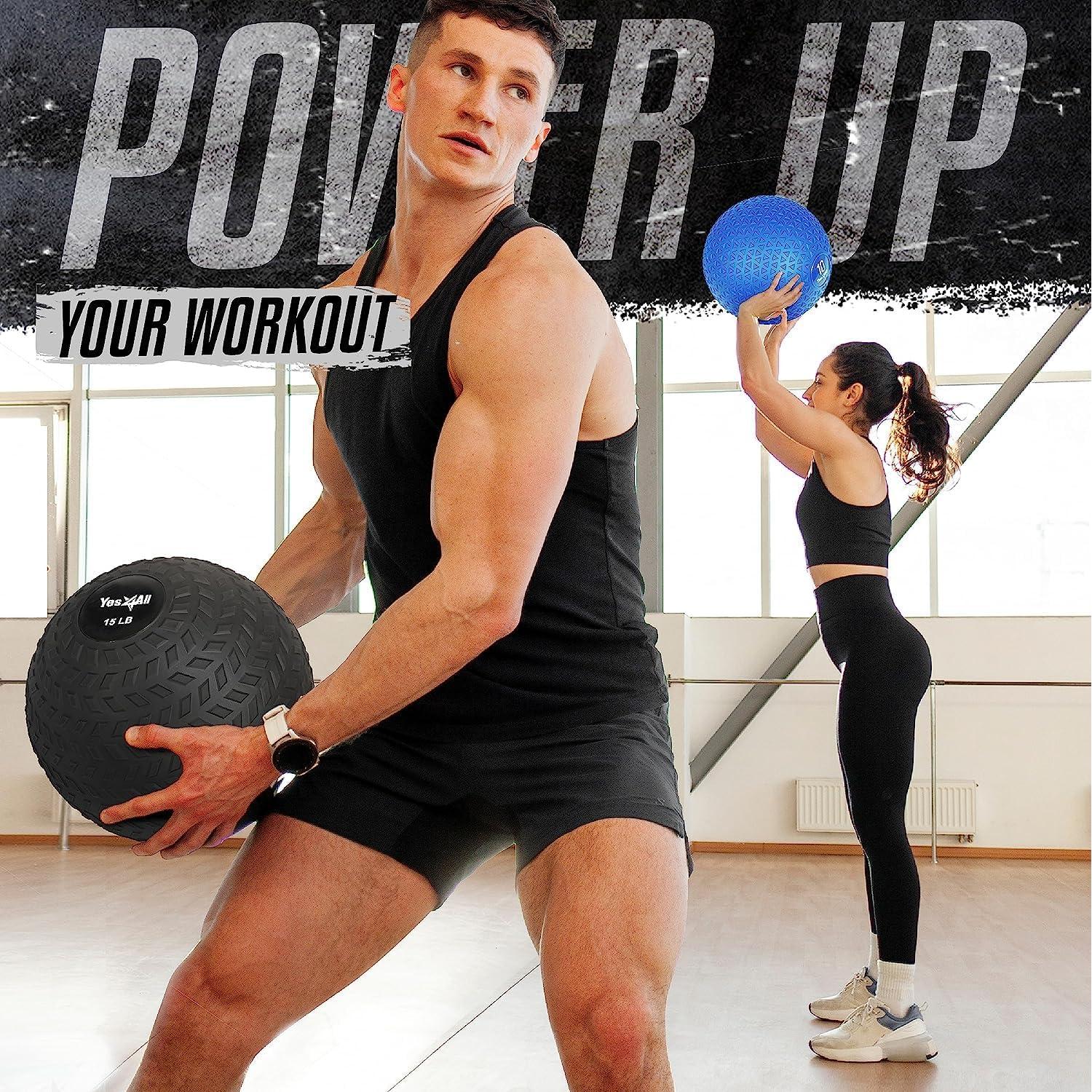 Bola Slam Yes4All 10lbs (4.54kg) PVC Antideslizante Negra