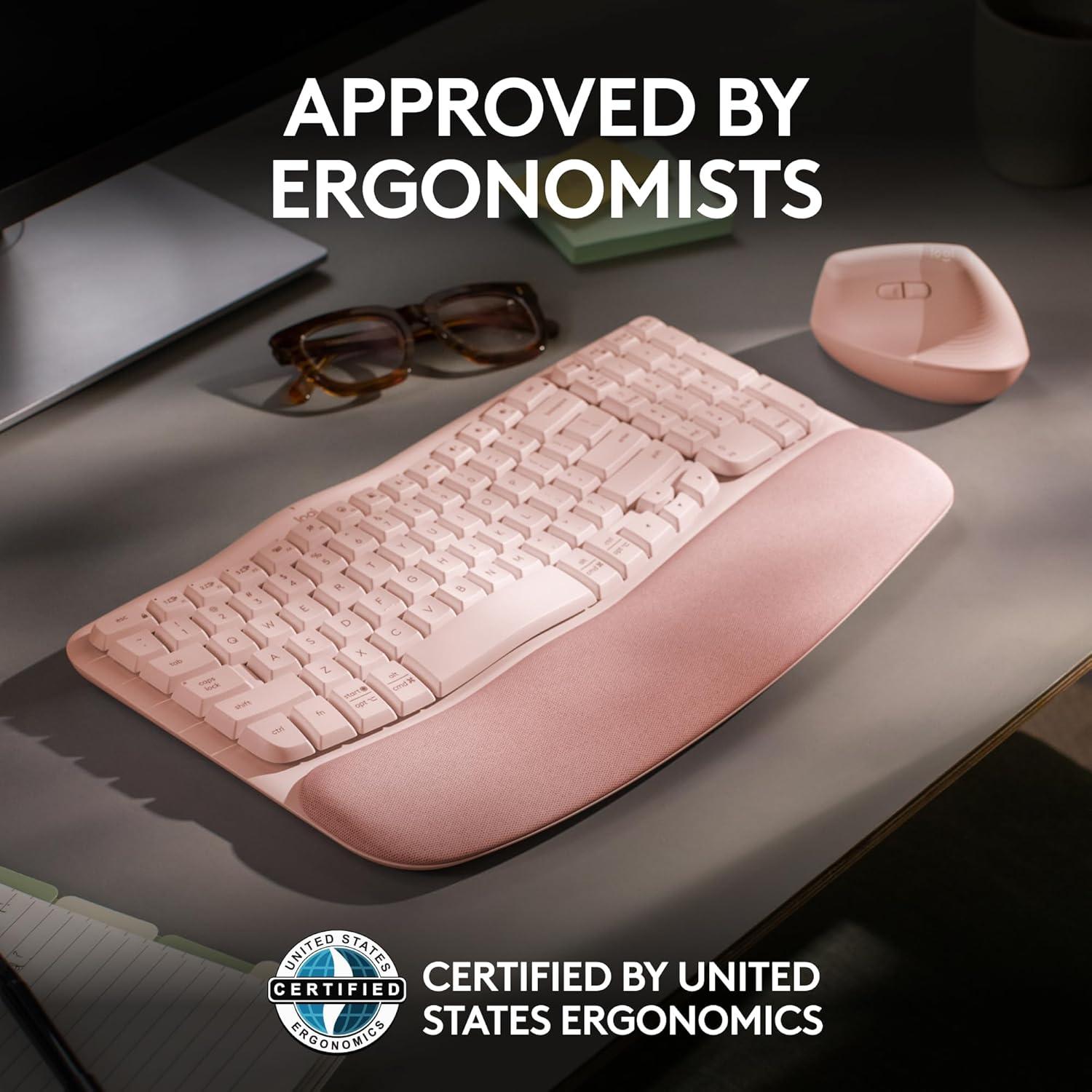 Teclado Ergonómico Inalámbrico Logitech Wave Keys Rosa