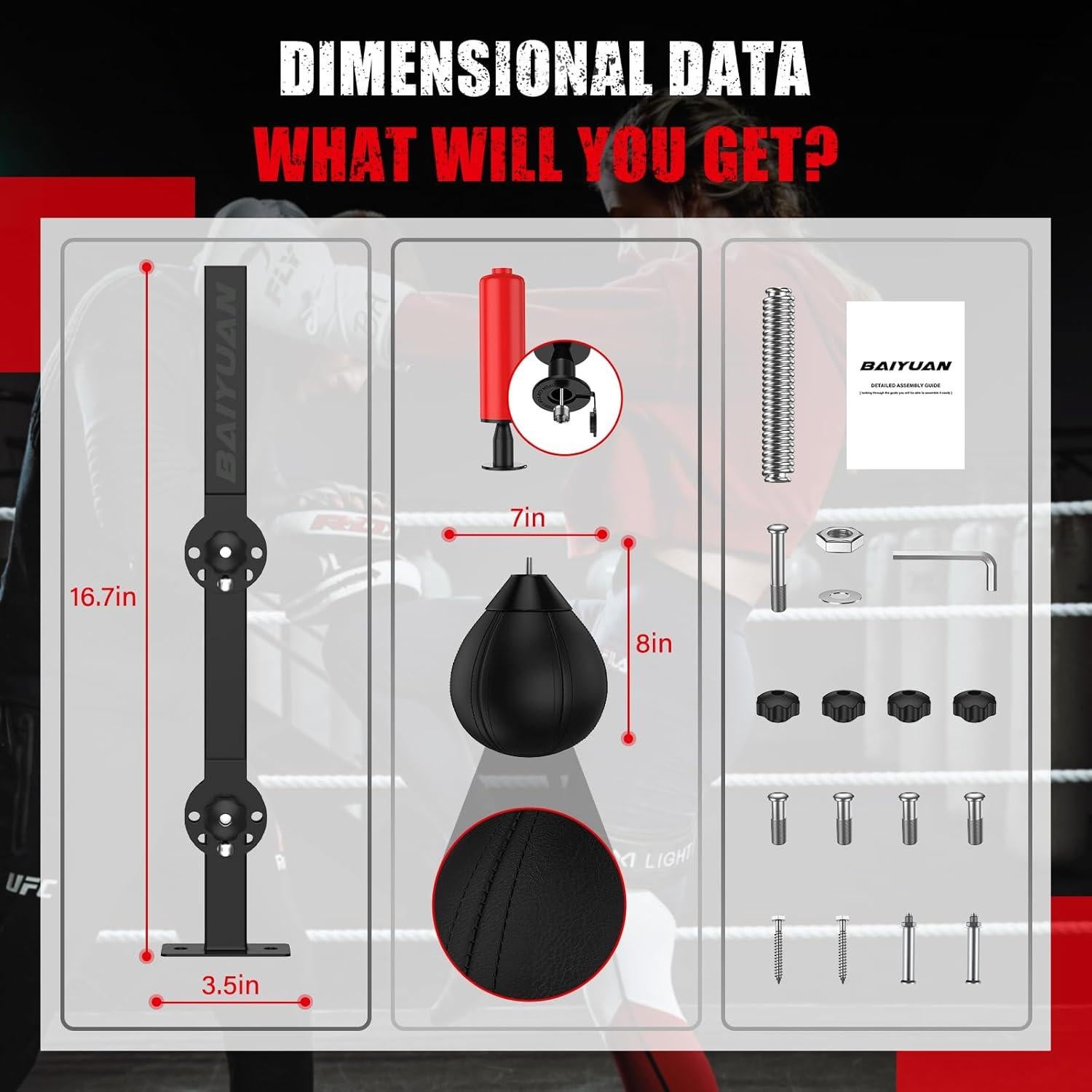 Saco de Boxeo BaiYuan B-178 con Soporte Pared Ajustable