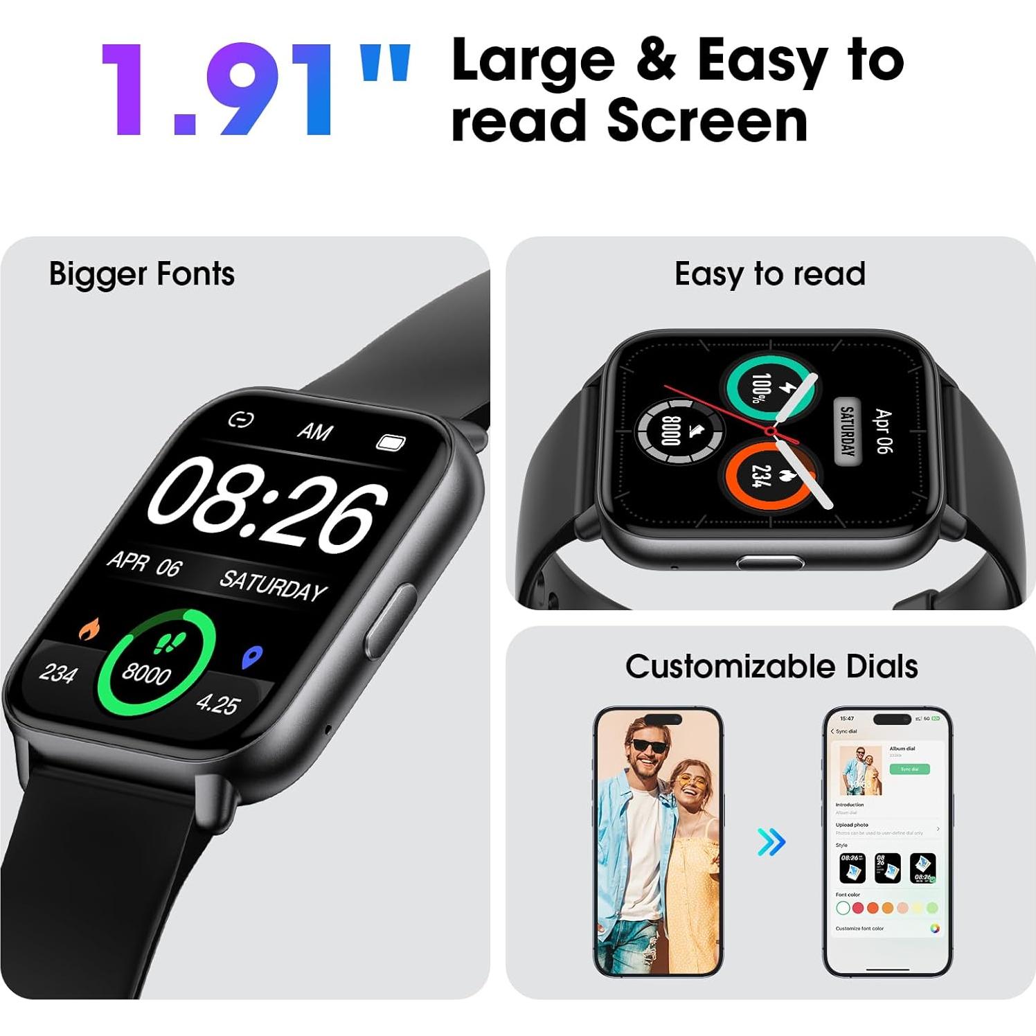 Reloj Inteligente Kummel Negro con Llamadas Bluetooth y Podómetro