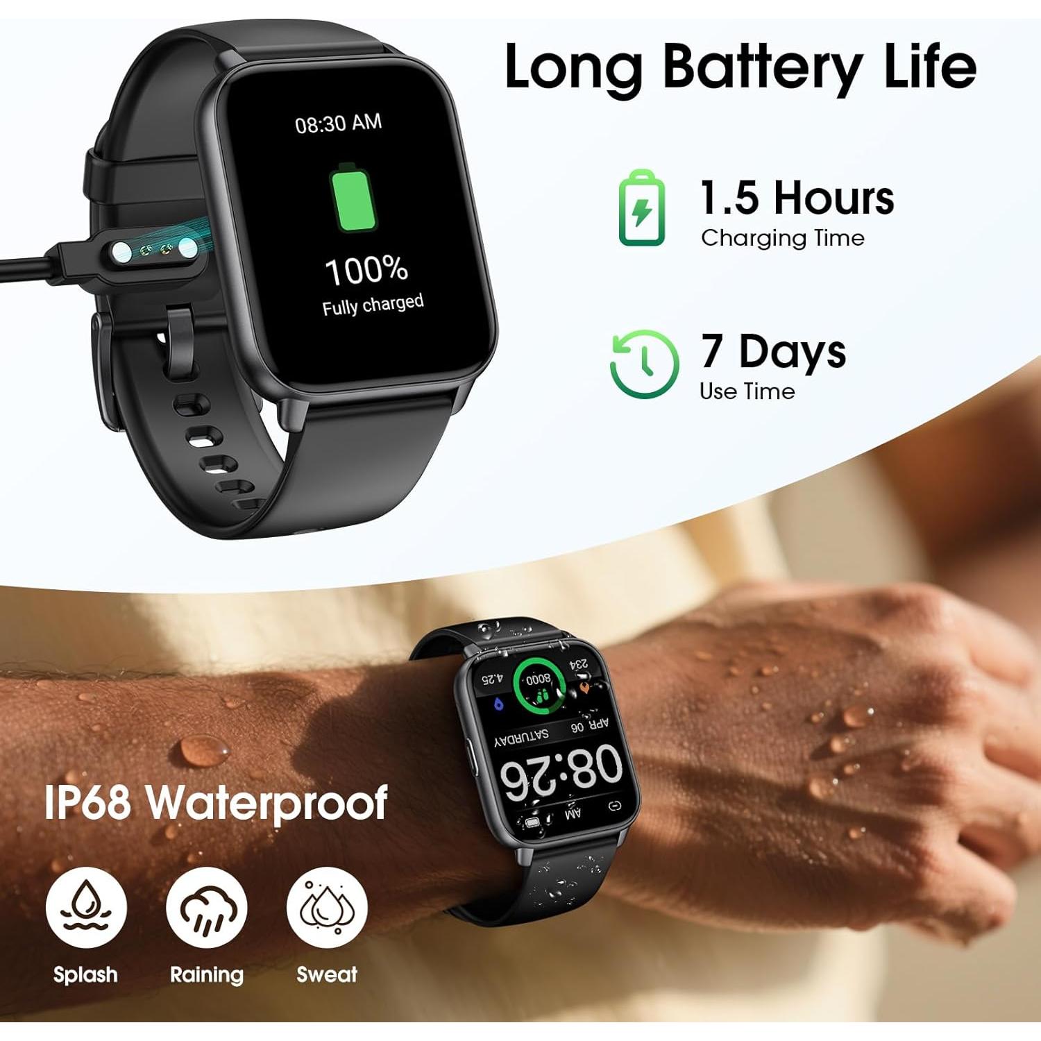 Reloj Inteligente Kummel Negro con Llamadas Bluetooth y Podómetro