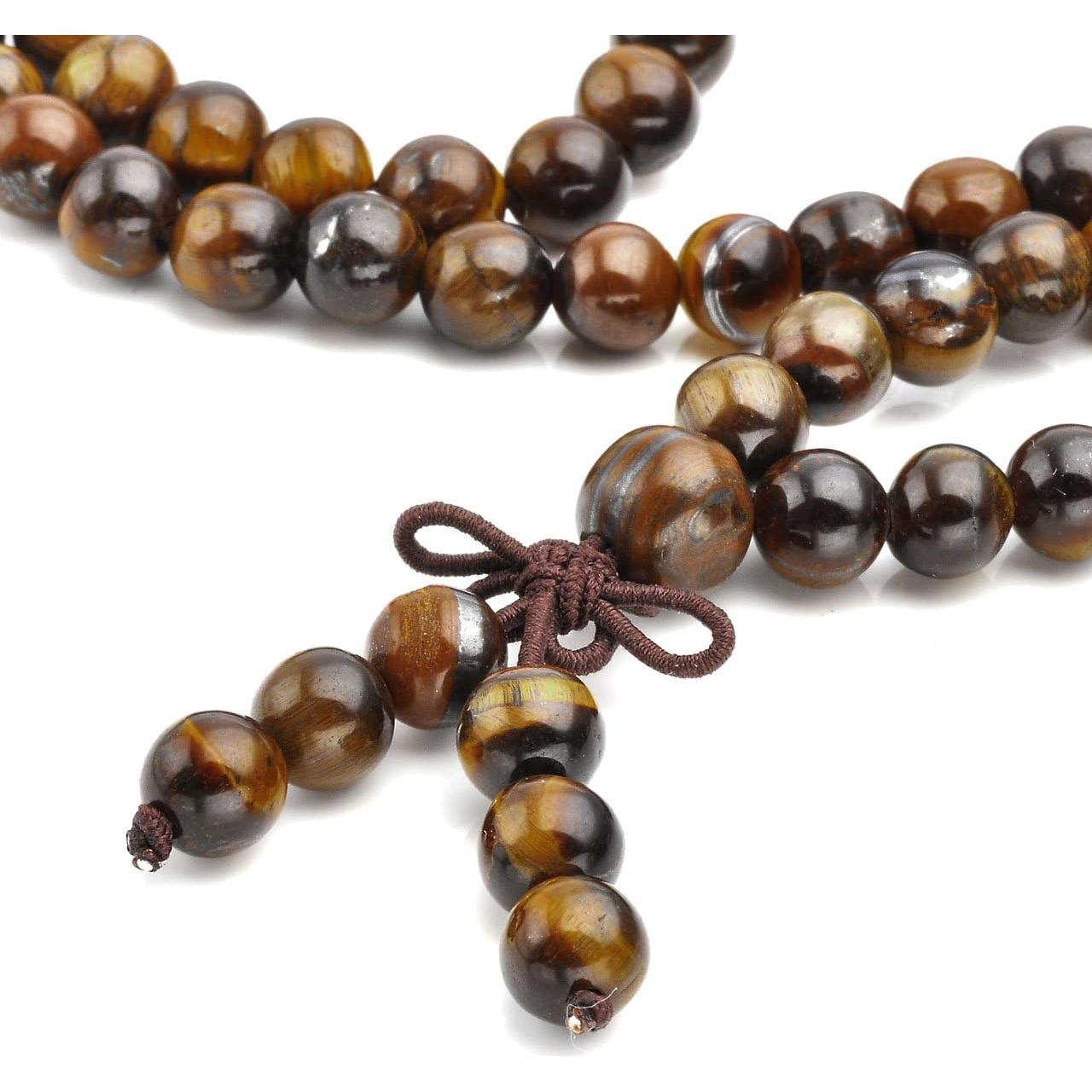 Pulsera Mala Tibetana JOVIVI 108 Perlas Ojo de Tigre 6mm