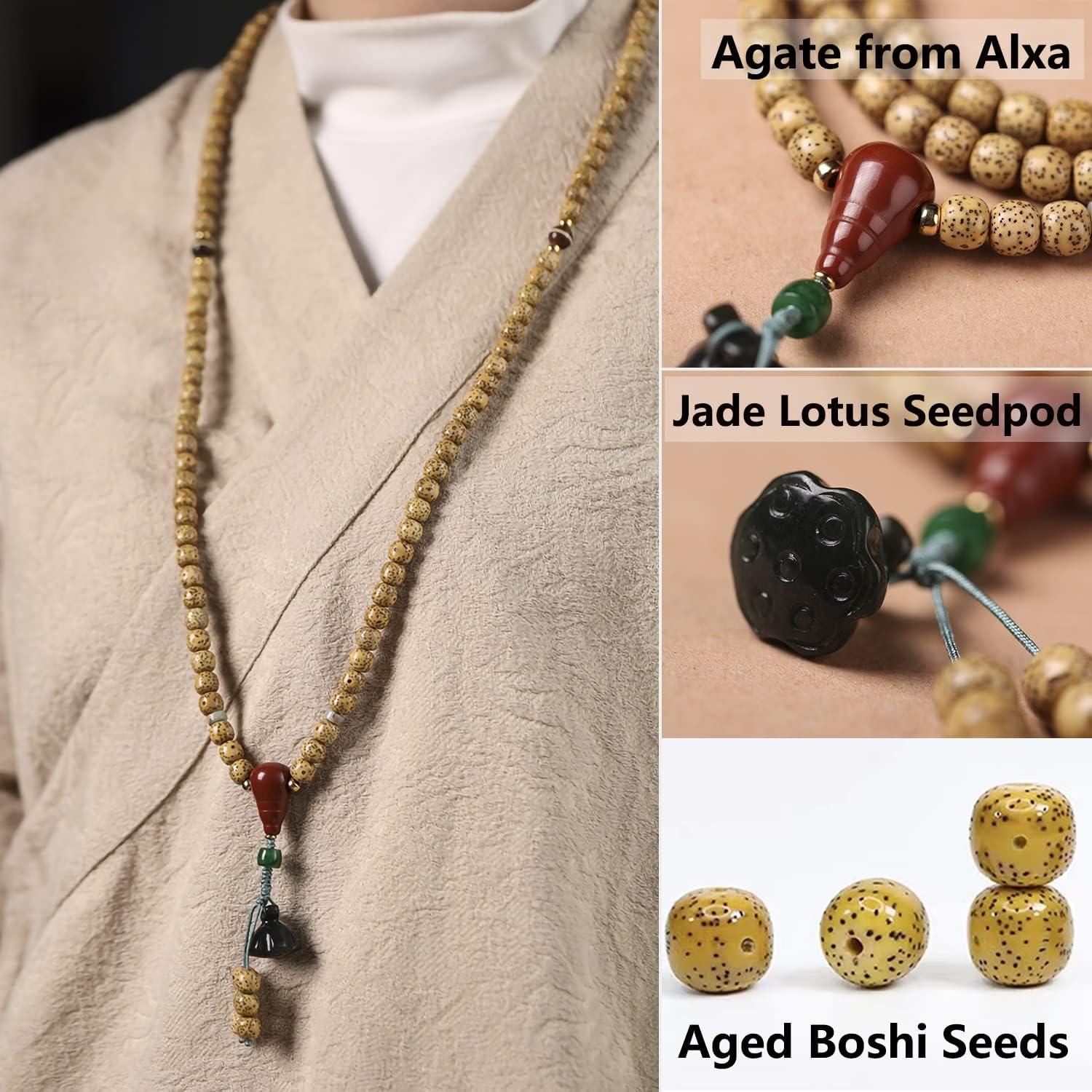 Pulsera de Semilla de Bodhi FAZOVIN 108 Perlas 68.58 cm