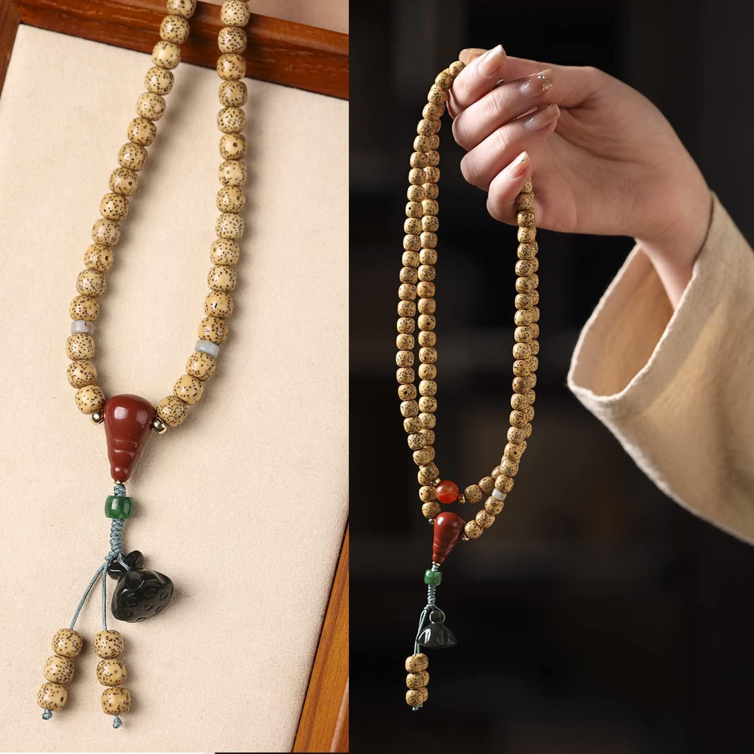 Pulsera de Semilla de Bodhi FAZOVIN 108 Perlas 68.58 cm