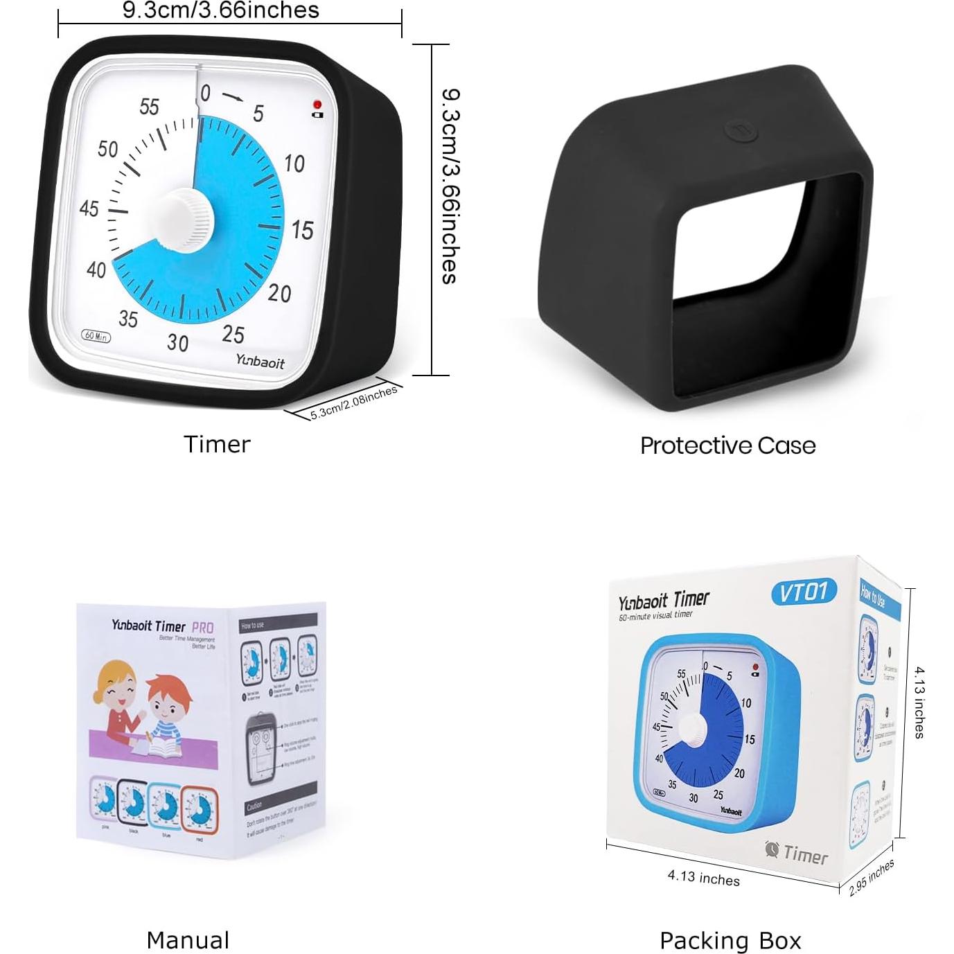Temporizador Visual Silencioso Yunbaoit VT01 60 Minutos Negro Azul