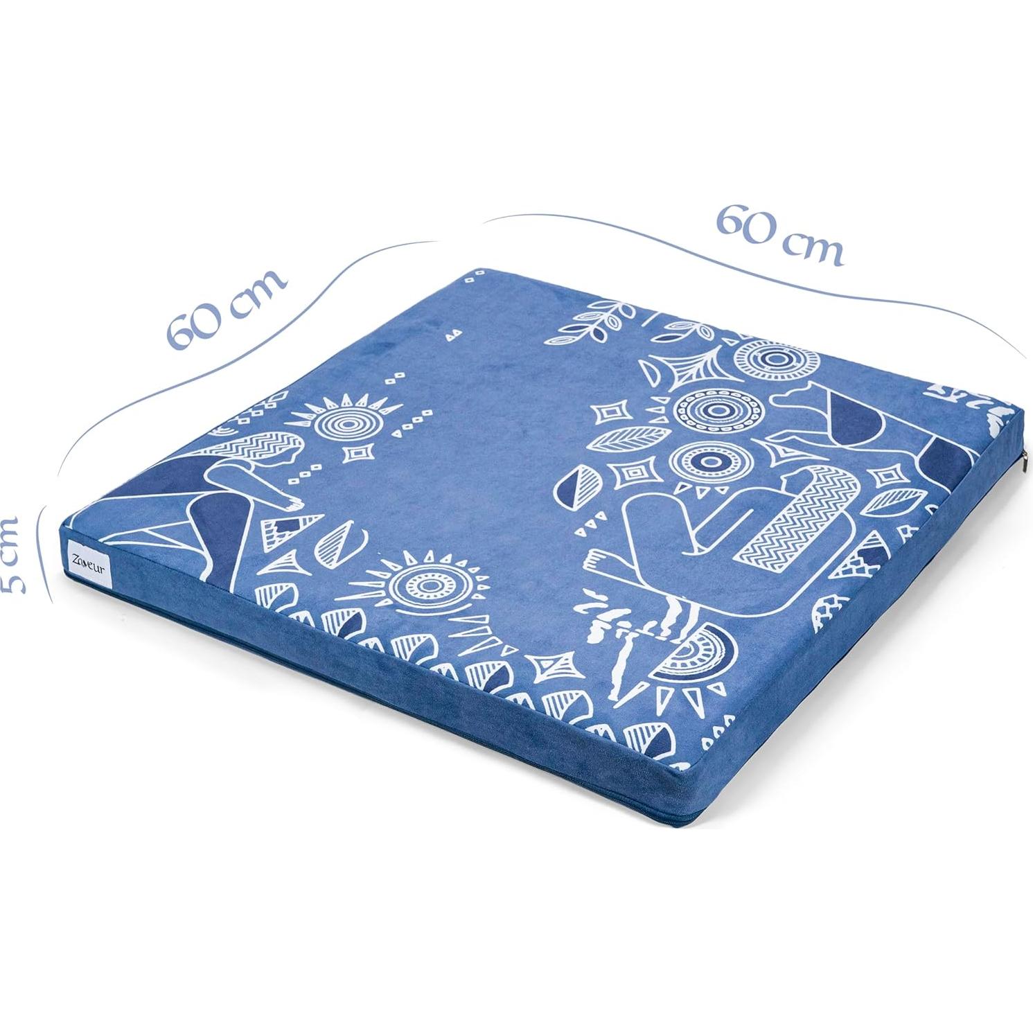 Alfombrilla de Meditación Zaveur Azul 60x60 cm Espuma Antideslizante