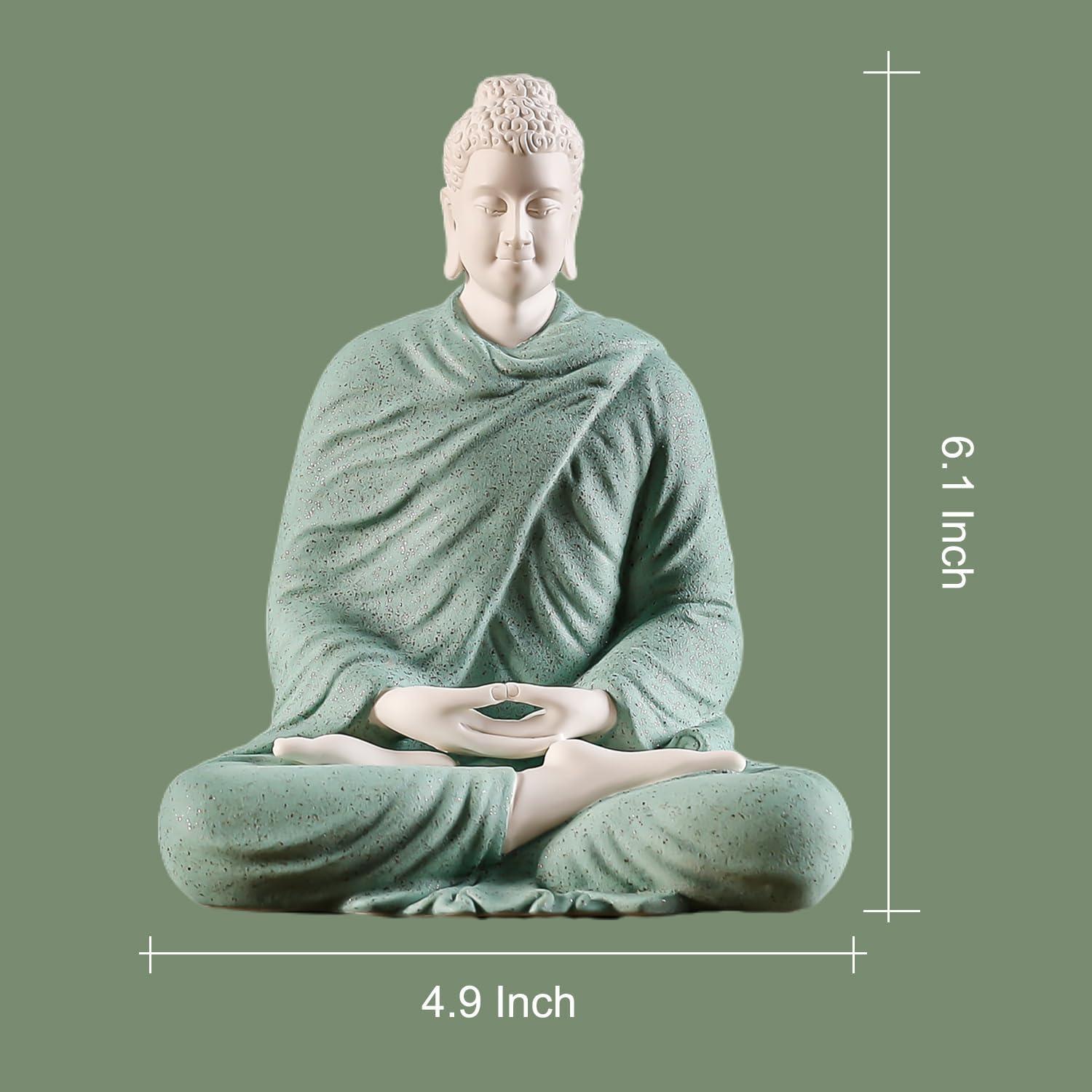 Estatua de Buda de Cerámica Verde 15 cm para Decoración Interior