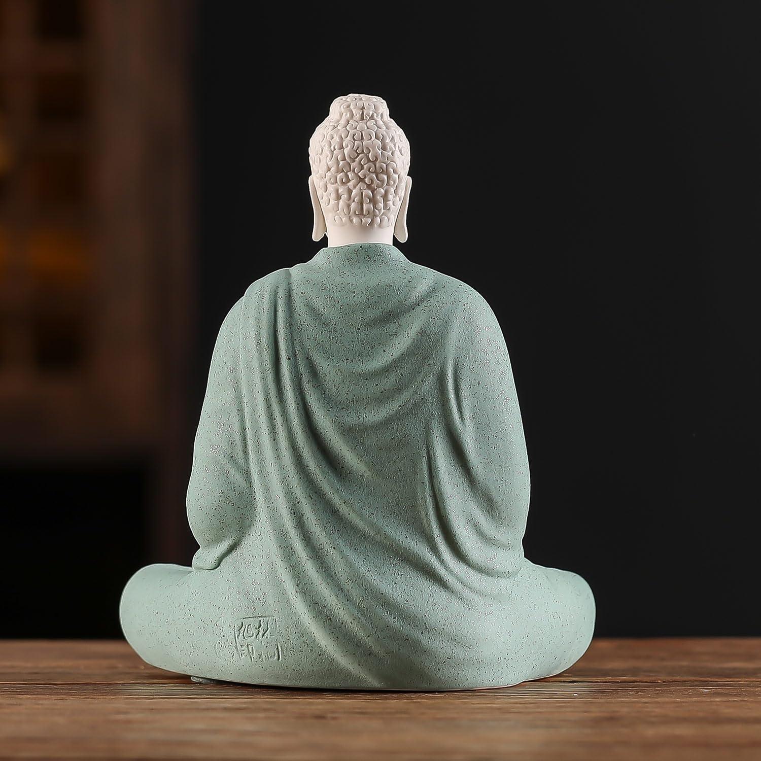 Estatua de Buda de Cerámica Verde 15 cm para Decoración Interior