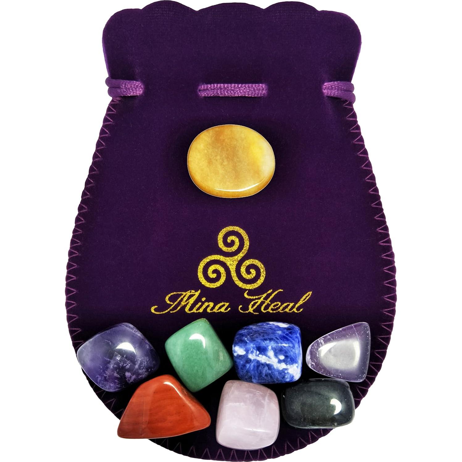 Conjunto de 8 Cristales Chakra Naturales para Meditación