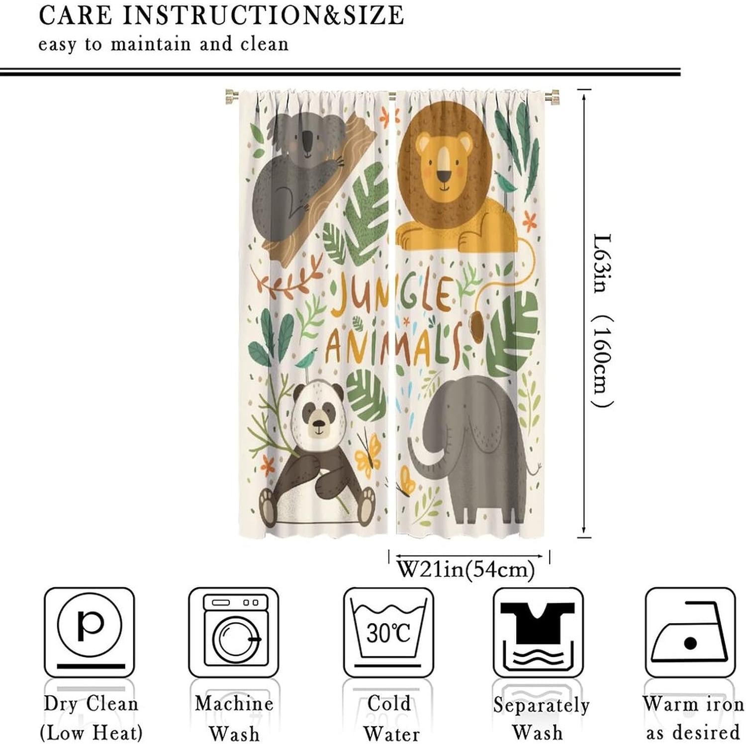 Cortinas JADERYS Animales Coloridos 2 Paneles 42x84cm