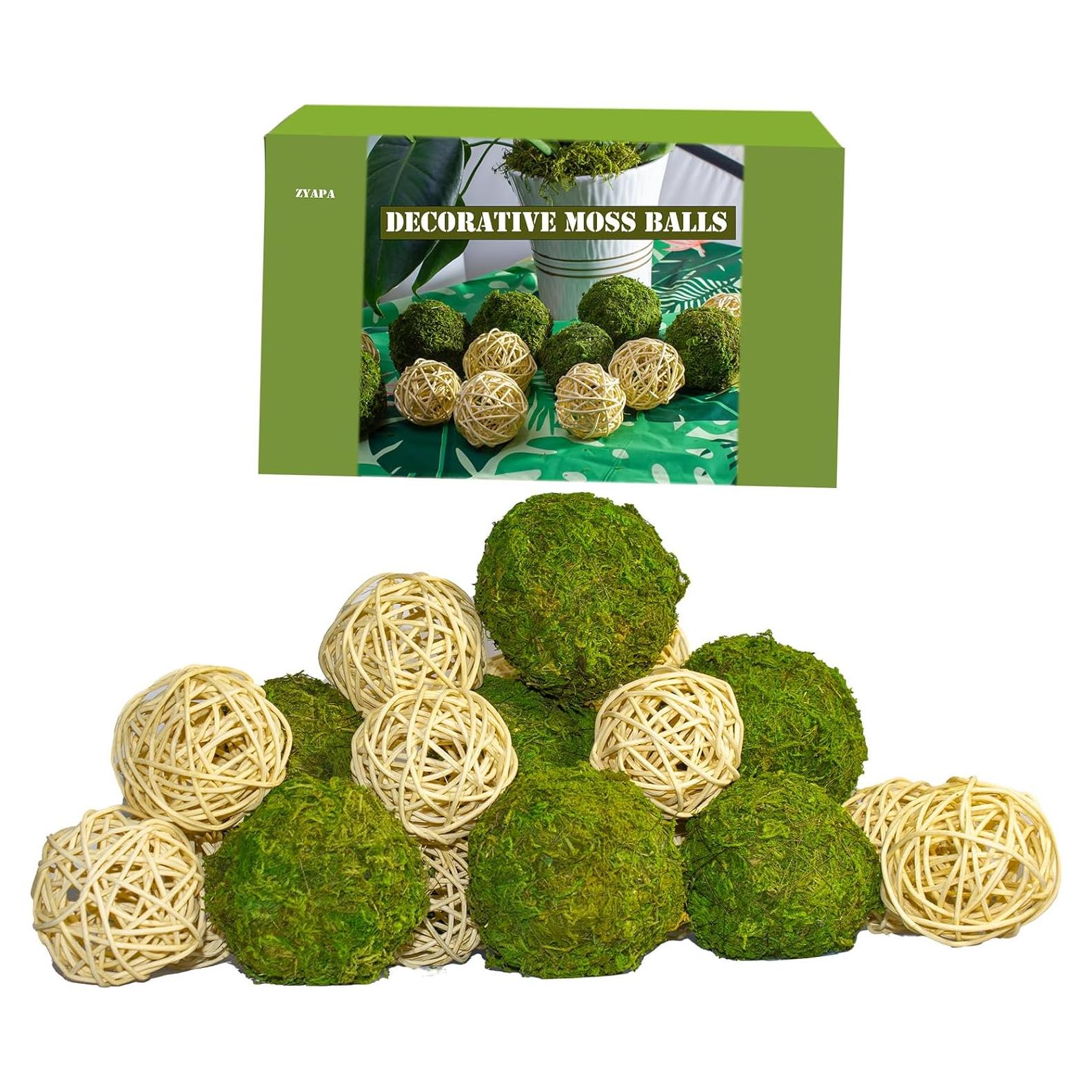 Paquete de 22 Bolas de Musgo y Ratan ZYAPA para Decoración