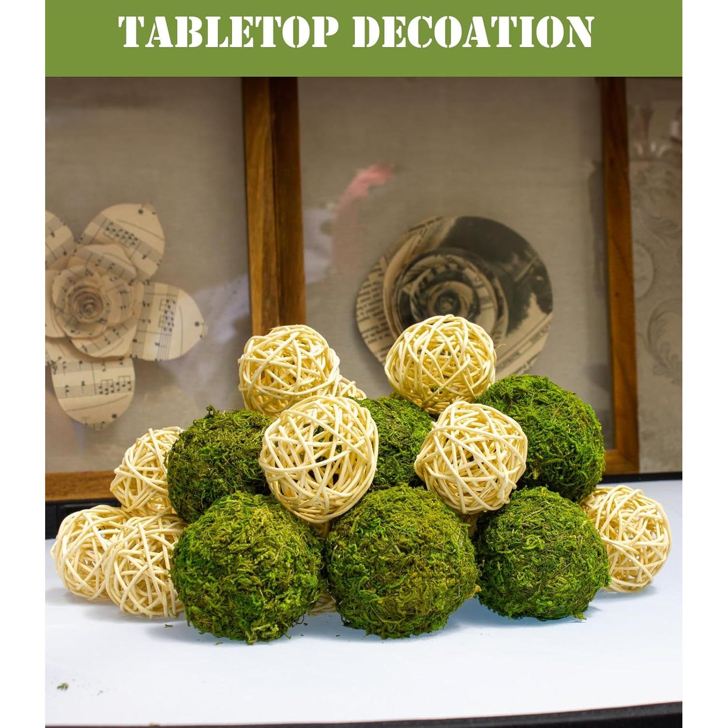 Paquete de 22 Bolas de Musgo y Ratan ZYAPA para Decoración