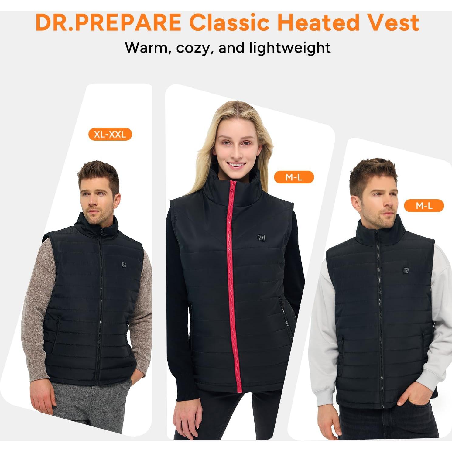 Chaleco Calentado DR.PREPARE Ligero Ajustable 3 Niveles Calor