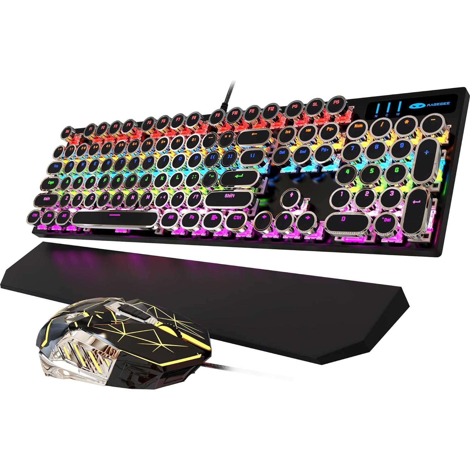 Combo Teclado y Ratón Mecánico MageGee Retro RGB Negro