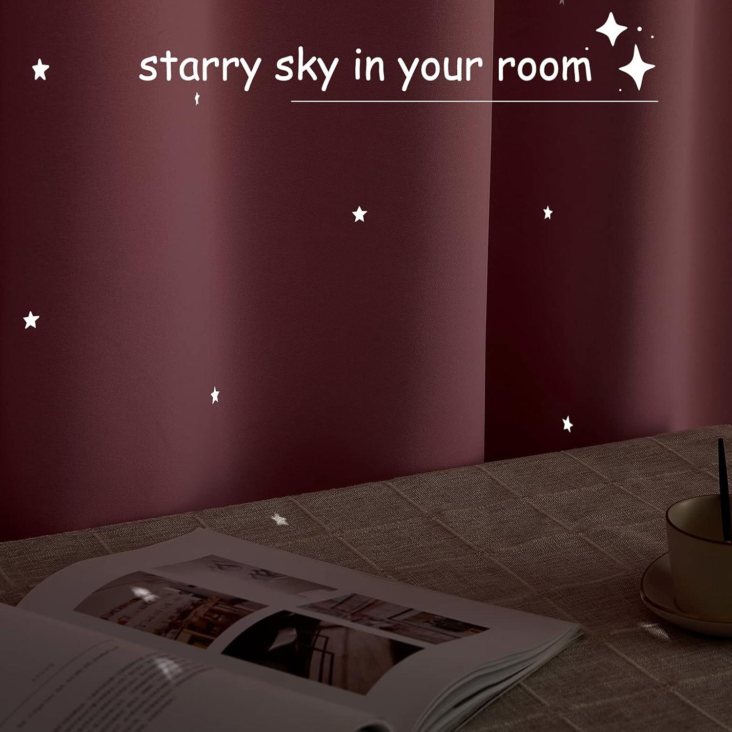 Cortina Oscurecedora NICETOWN Rosa Bebé 86x114 cm Estrellas