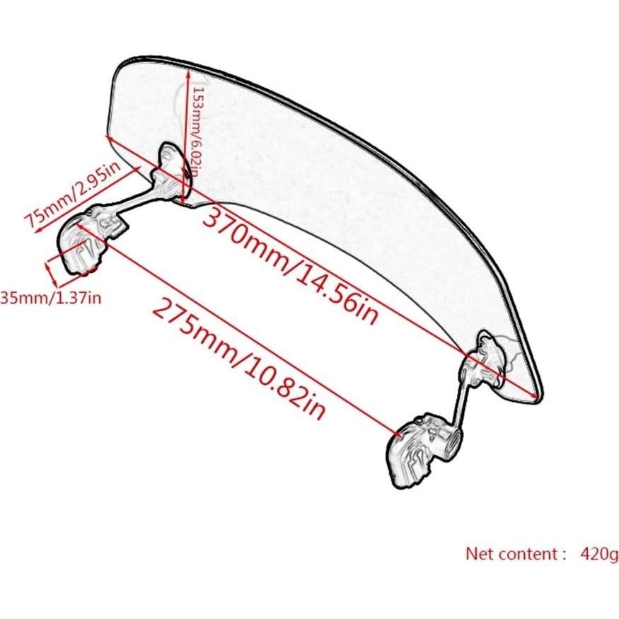 Parabrisas Ajustable Evomosa Clip-On para Motocicleta Gris