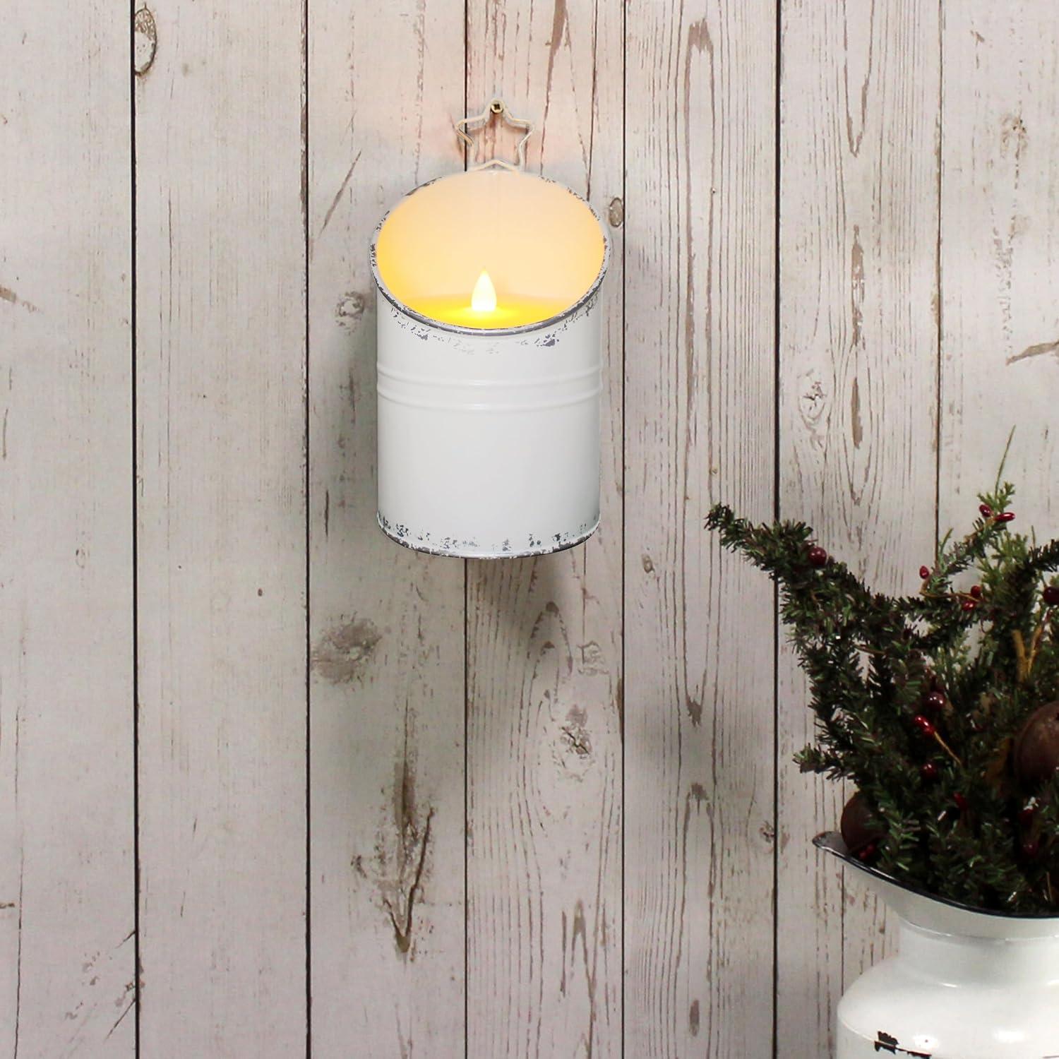 Vela LED sin llama CVHOMEDECO. Galvanizada Vintage 20.32 cm