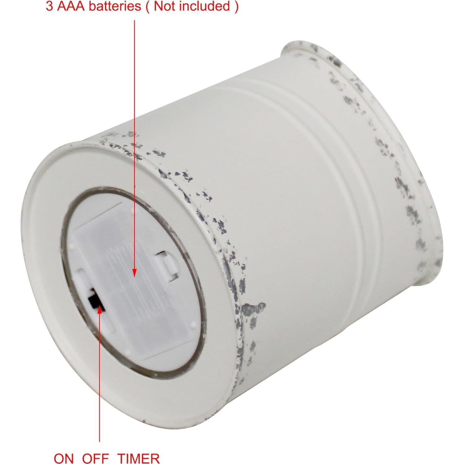 Vela LED sin llama CVHOMEDECO. Galvanizada Vintage 20.32 cm