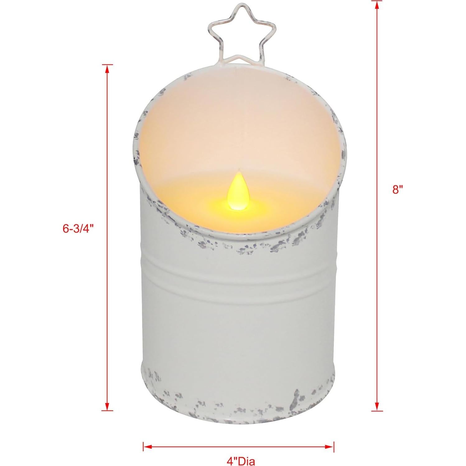 Vela LED sin llama CVHOMEDECO. Galvanizada Vintage 20.32 cm