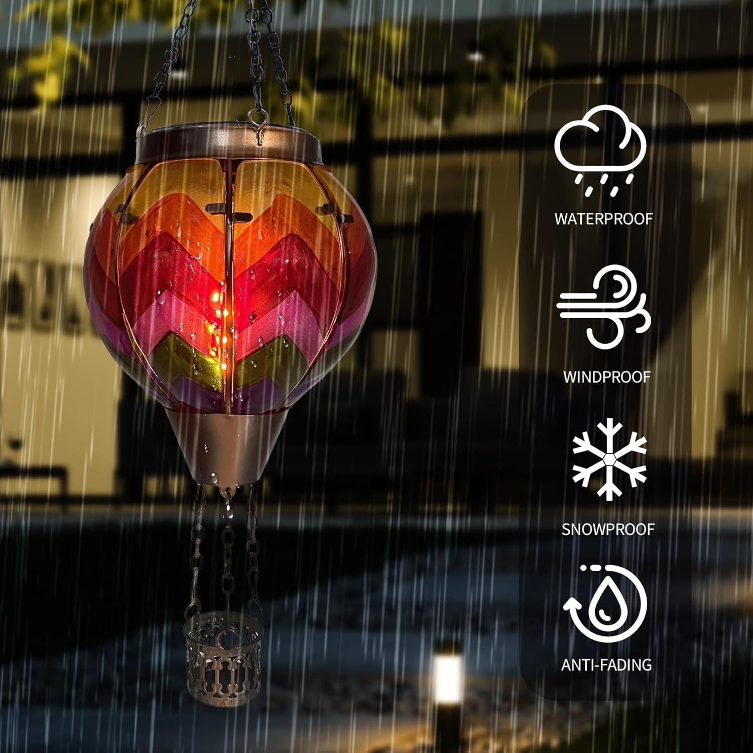 Linterna Solar Globo Aerostático OUISJYER 48.8 cm Vidrio