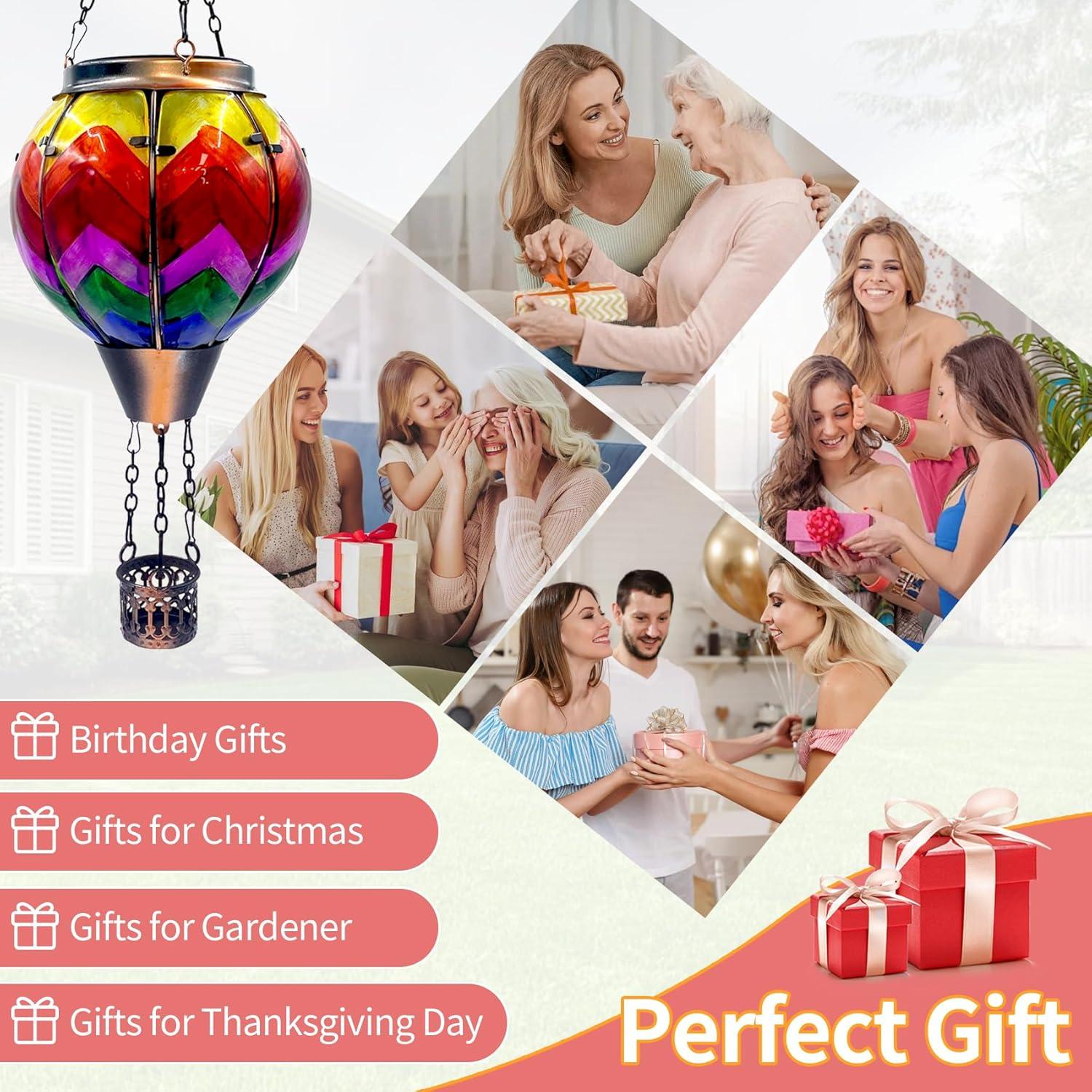 Linterna Solar Globo Aerostático OUISJYER 48.8 cm Decorativa