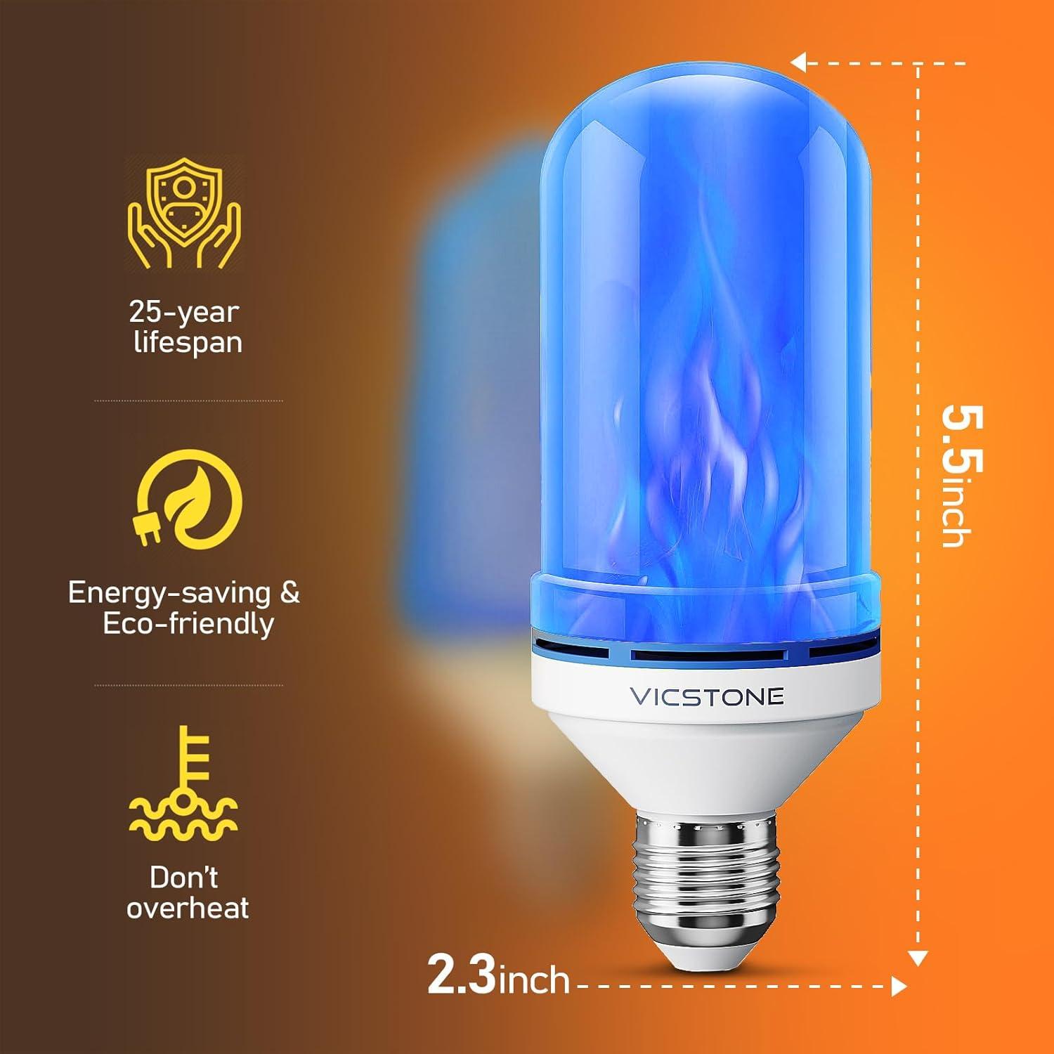 Bombillas LED de Llama Vicstone E26 4 Modos Azul - 2 Paquete