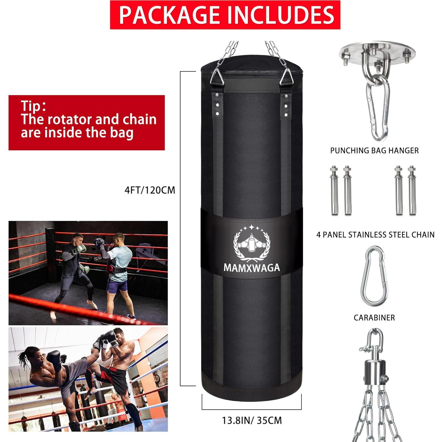 Bolsa de Boxeo Pesada Mamxwaga 4FT Lona para Kickboxing