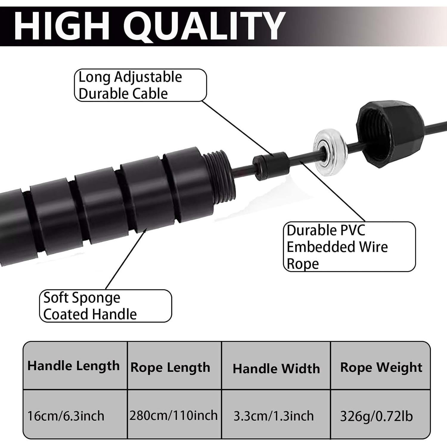 Cuerda de Salto con Peso Ajustable Goonidy 2.74m para Fitness