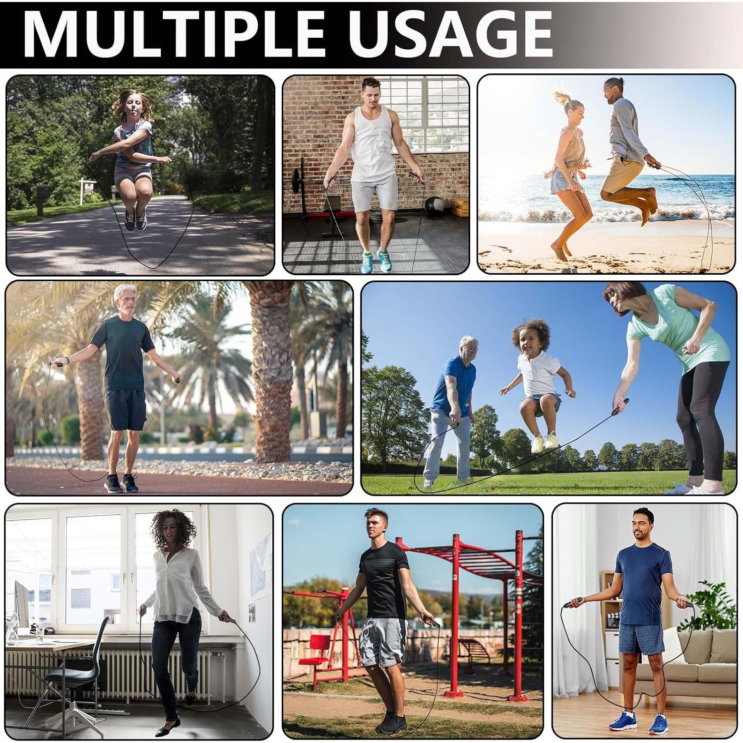 Cuerda de Salto con Peso Ajustable Goonidy 2.74m para Fitness