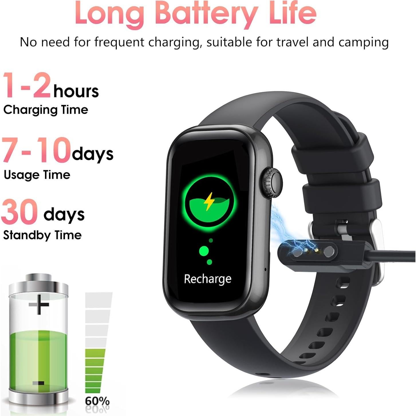 Reloj Inteligente VUHIGIB con Monitoreo de Salud 24/7 - Negro