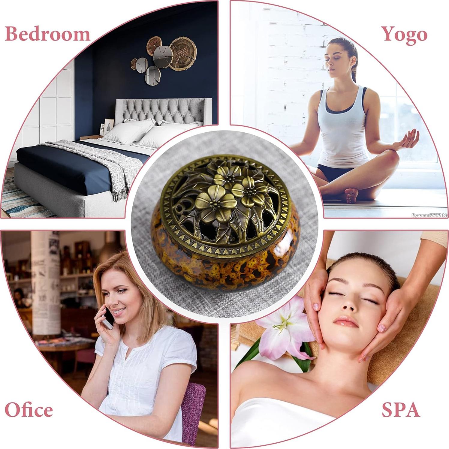 Horno de Incienso Cerámica DUOHEMENG 10.2cm Redondo