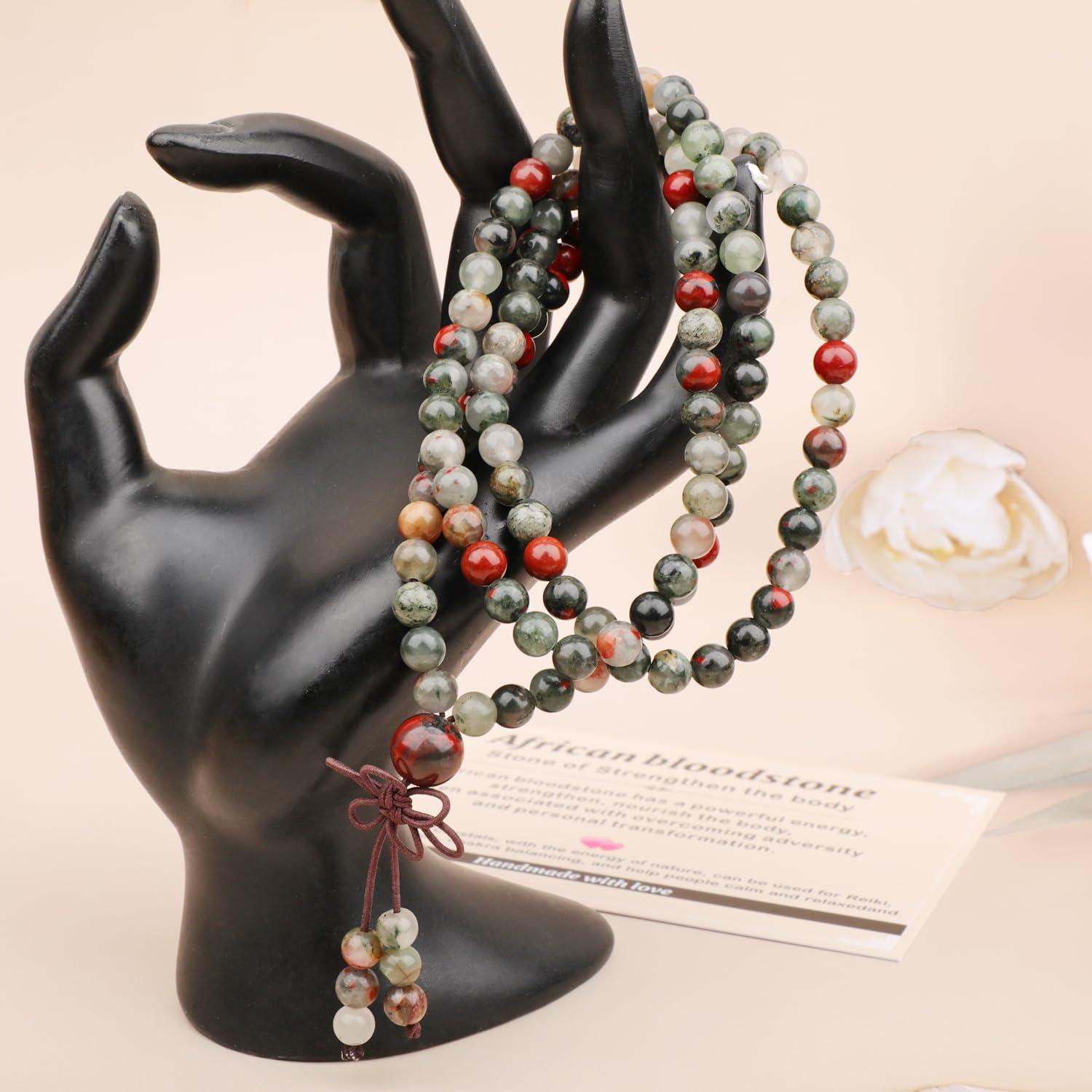 Pulsera de Oración 108 Cuentas Piedra de Sangre Africana 6mm