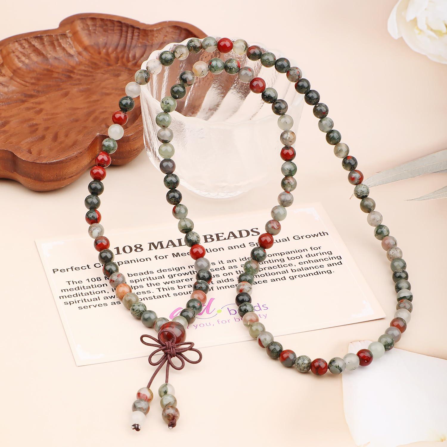 Pulsera de Oración 108 Cuentas Piedra de Sangre Africana 6mm