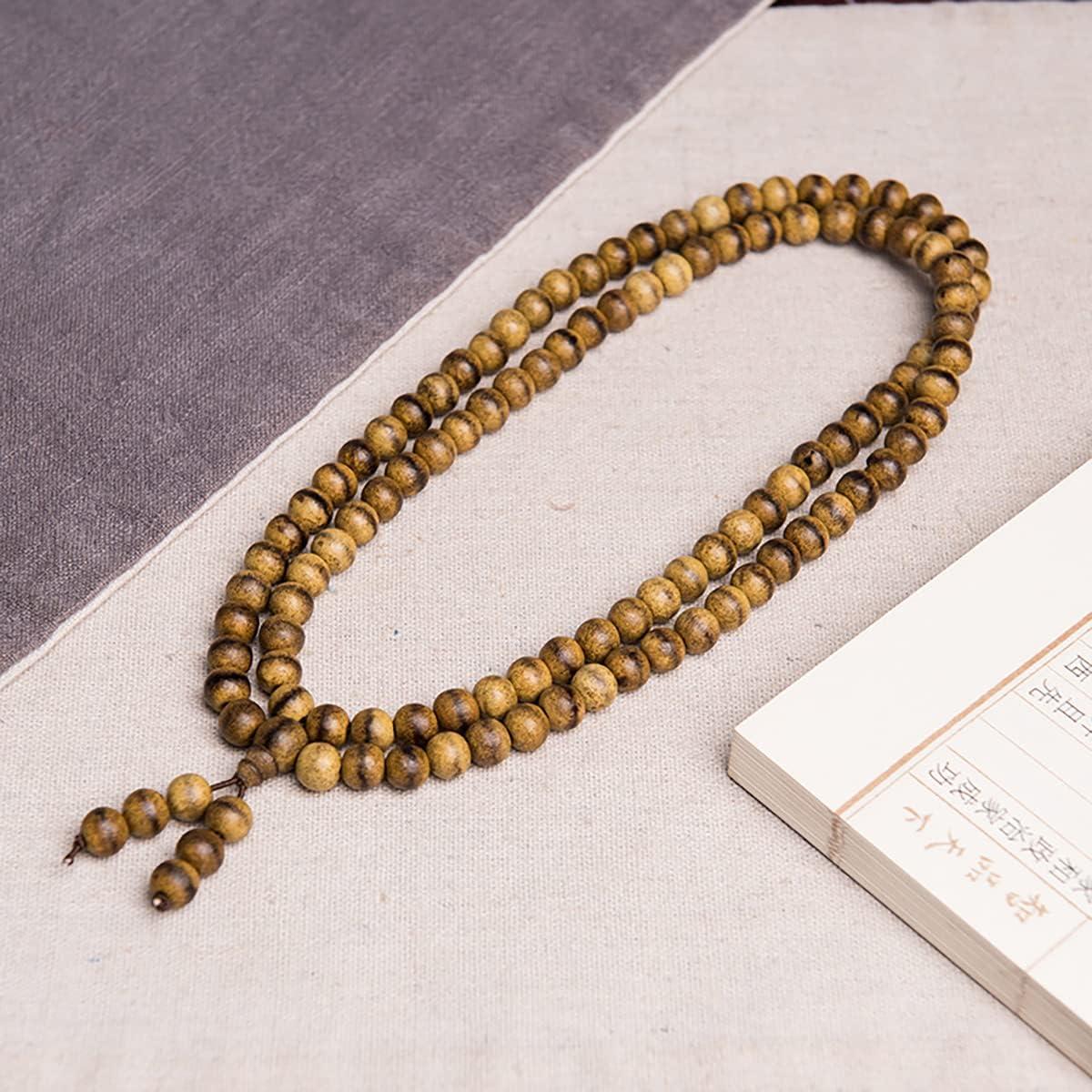 Collar Mala FAZOVIN de Madera Natural 108 Cuentas 8 mm