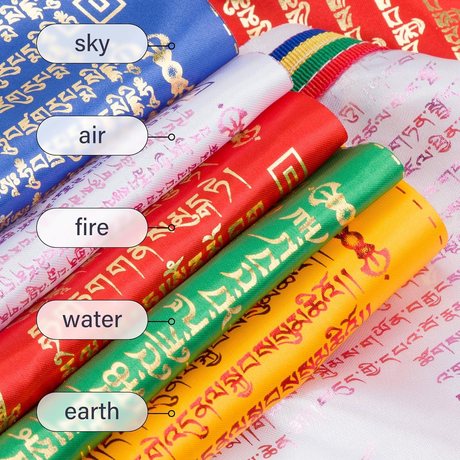 Conjunto de Banderas de Oración Tibetanas ZenBless - 10 Banderas 34.8x34cm