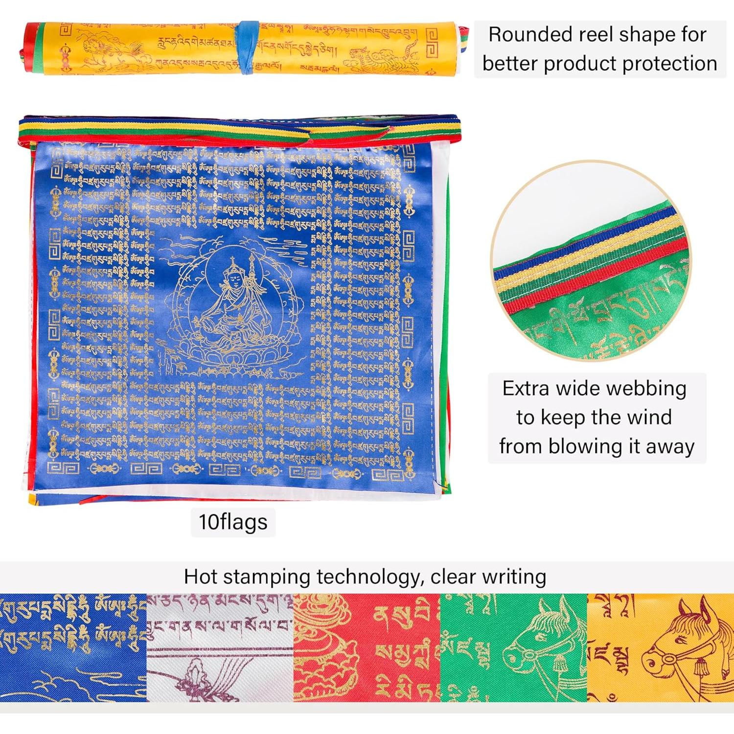 Conjunto de Banderas de Oración Tibetanas ZenBless - 10 Banderas 34.8x34cm